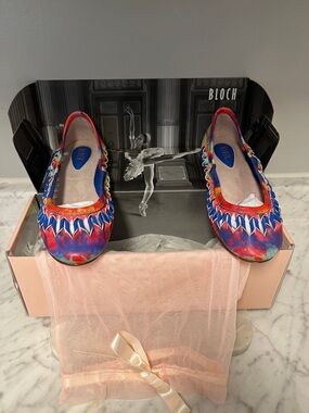 Bloch Multicolor Red, Blue & Green Canvas Ballet Flats